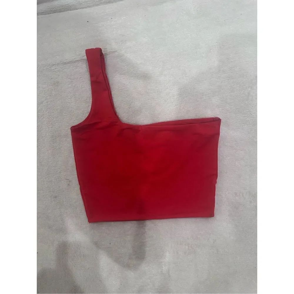3 top bundle one shoulder tank cropped in green red and orange size S